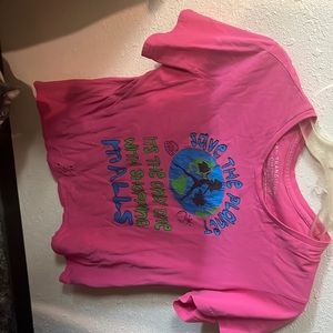 Cute save the planet phrase pink tee
